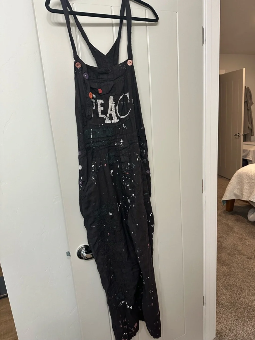 NWT Magnolia Pearl Black Peace  Paint-Splatter Overalls - Picture 4 of 13